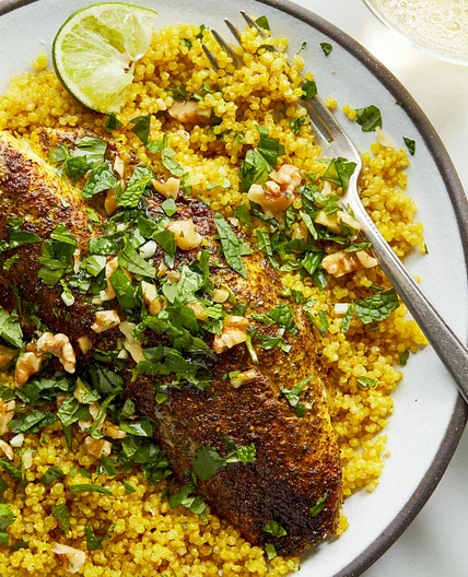 Sumac Baked Fish With Saffron Quinoa