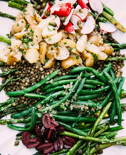 Grilled Asparagus & French Lentil Niçoise-Inspired Salad