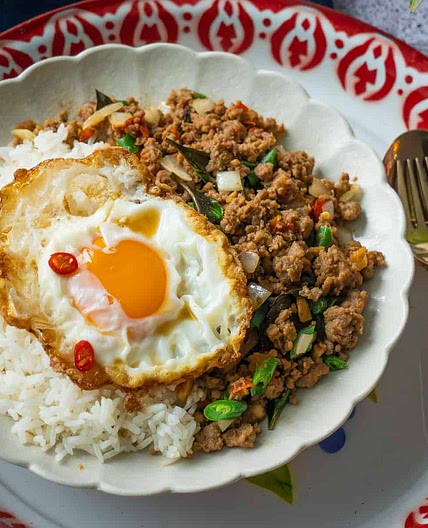 Pad Kra Pao (Pad Gaprao) Chicken Stir-Fry with Holy Basil
