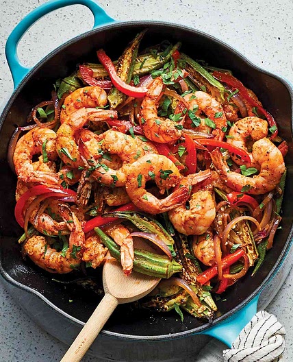 One-Pan Spicy Okra & Shrimp