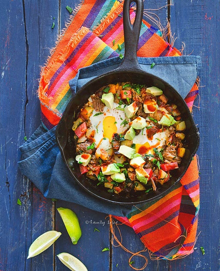 Leftover Pulled Pork Breakfast Hash with Eggs