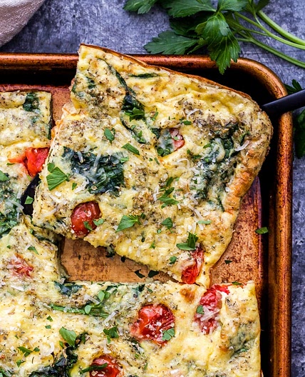 Sheet Pan Spinach Tomato Ricotta Frittata