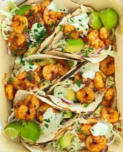 Prawn Tacos {with Zesty Dressing}