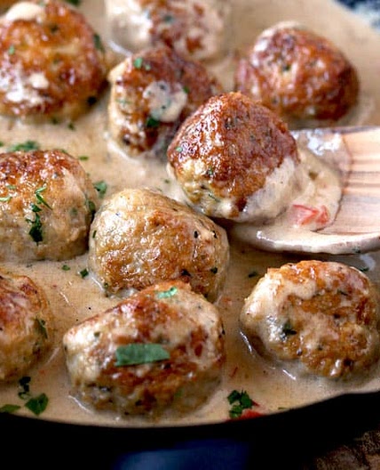 Chicken Meatballs in Cajun Cream Sauce