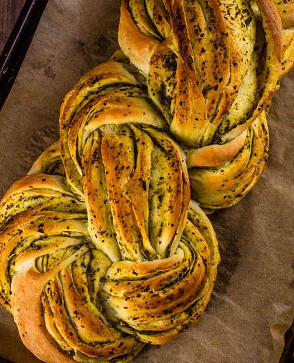 Savory Braided Pesto Bread Recipe from Scratch
