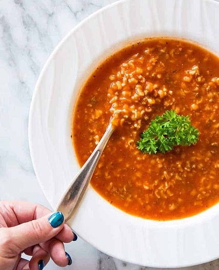 Simple Tomato & Rice Hamburger Soup