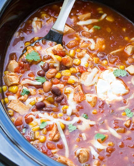 Easy Slow Cooker Chicken Taco Soup