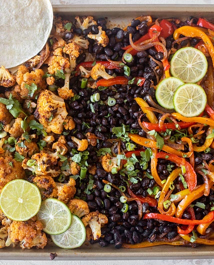 Roasted Cauliflower & Black Bean Sheet Pan Fajitas