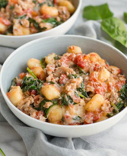 Cheesy One-Pot Gnocchi with Italian Sausage & Spinach