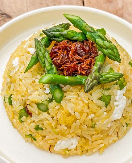 Golden Fried Rice with Asparagus and XO Sauce