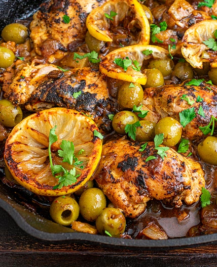 Poulet aux olives et au citron confit