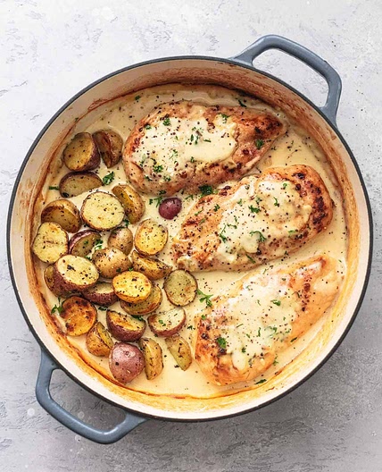 Chicken and Potatoes with Dijon Cream Sauce