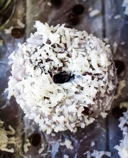 Coconut Glazed Chocolate Donuts