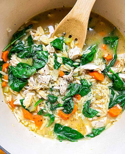 One Pot Lemon Chicken Orzo Soup