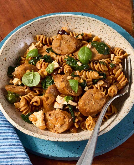 One-Pot Spinach, Chicken Sausage & Feta Pasta