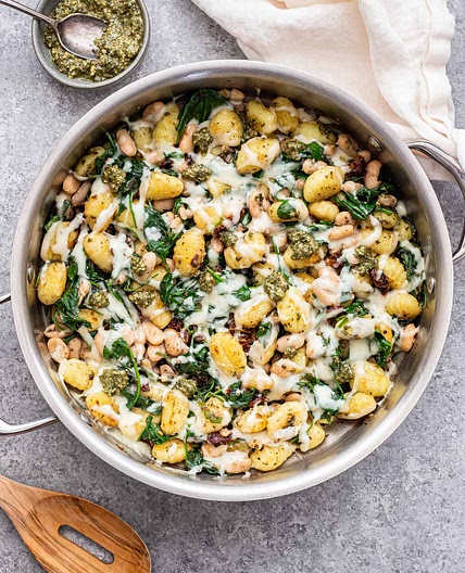 Spinach White Bean Gnocchi Skillet