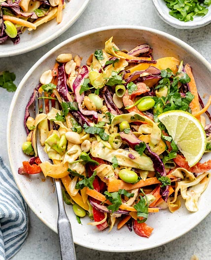 Thai Crunch Salad with Creamy Peanut Dressing