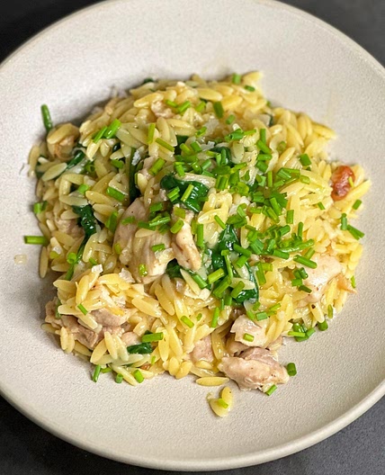 One Pan Chive and Onion Chicken Orzo