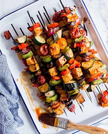 Grilled BBQ Tofu Vegetable Kebabs