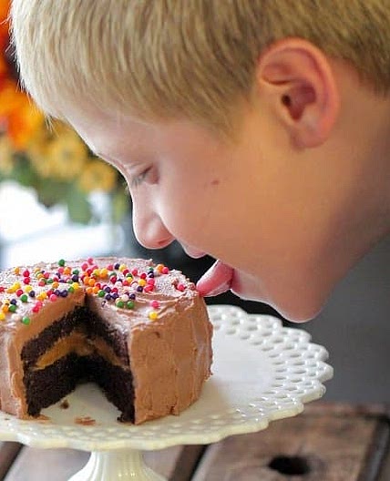 Chocolate Peanut Butter Cake for One