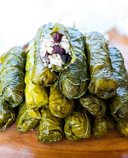 Turkish Stuffed Grape Leaves with Currants