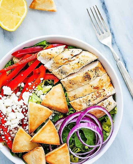 Chicken Gyro Salad with Tzatziki Dressing