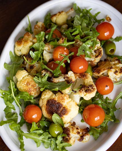 Cauliflower with Olives and Cherry Tomatoes