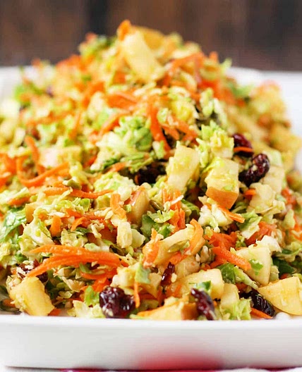 Brussels Sprout Slaw with Apples and Cranberries