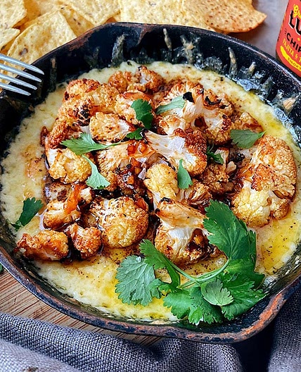 Quick Queso Fundido with Roasted Chipotle Cauliflower