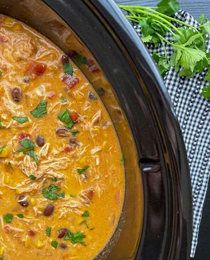Crockpot Creamy Chicken Enchilada Soup