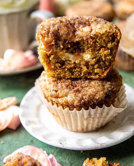Cream Cheese Swirled Cinnamon Carrot Cake Muffins