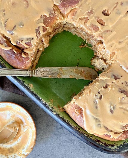 Coffee Cinnamon Spelt Buns with Coffee Icing