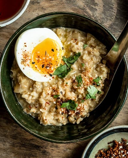 Savory Oatmeal with Miso, Cheese, and Egg