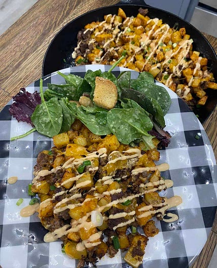 Cheesy Smash Burger and Potato Skillet Meal