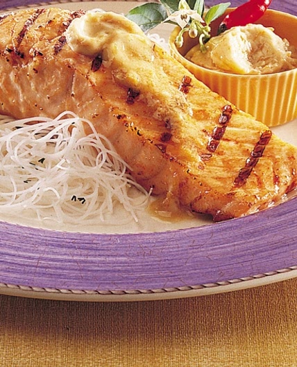 Grilled Salmon Fillets with Teriyaki Ginger Butter