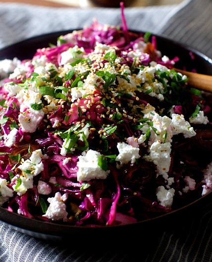 date, feta and red cabbage salad