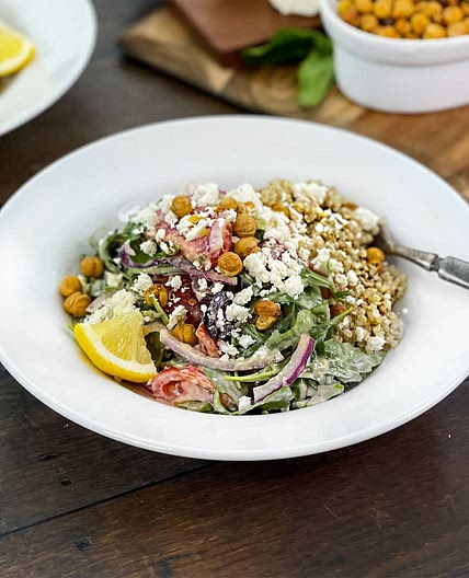 Quinoa Salad Bowl with Lemon-Hummus Dressing Recipe