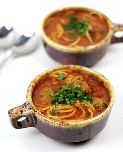 Spaghetti and Meatballs Soup