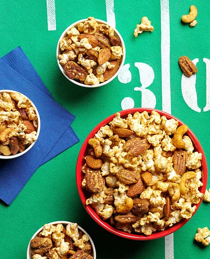 Spicy Nuts and Popcorn Party Mix