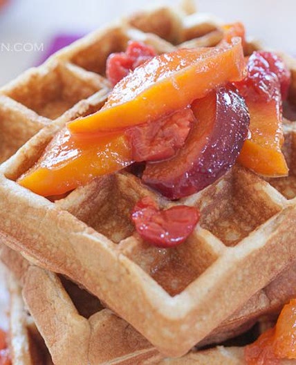 Macadamia Waffles with Fruit Syrup