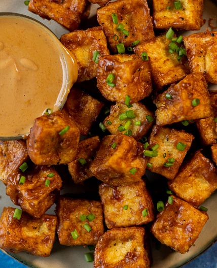 Pan-Fried Tofu with Spicy Peanut Sauce