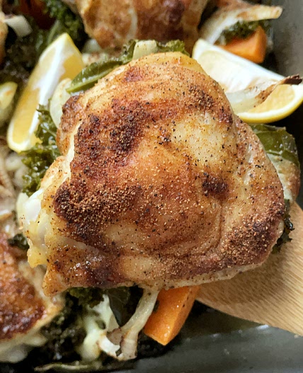 One-Pan Roast Chicken and Kale