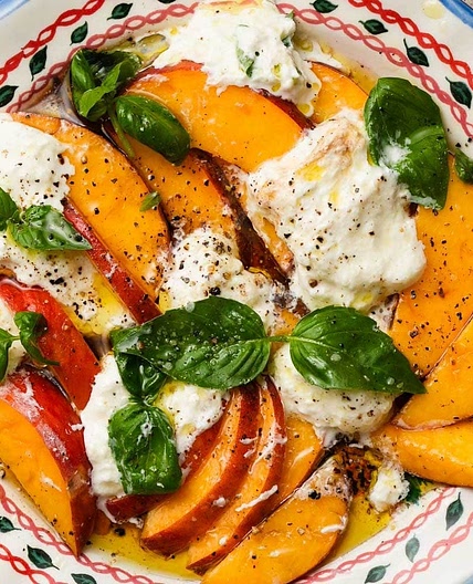 Peach and Burrata Caprese Salad