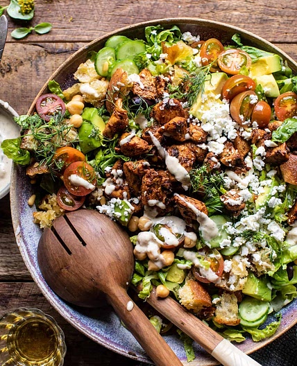 Greek Chicken Chopped Salad with Lemon Tahini Vinaigrette