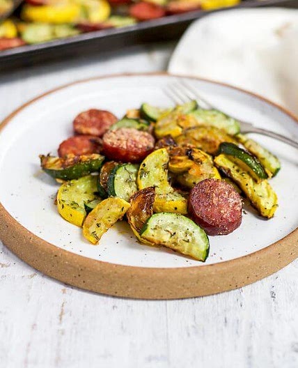 Keto Sausage and Zucchini Sheet Pan Meal