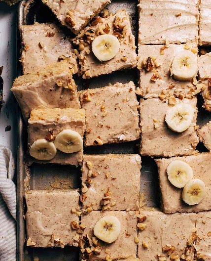 Brown Butter Frosted Banana Bread Bars