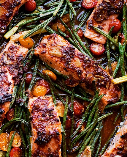 Puttanesca-style salmon bake