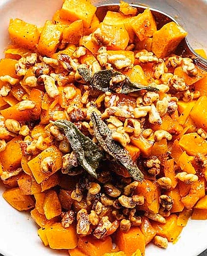 Roasted Butternut Squash with Brown Butter Walnuts