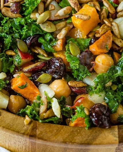 Winter Roasted Butternut Squash Kale Salad