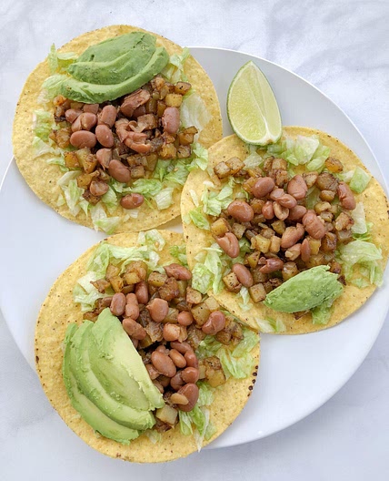 Pinto Bean and Potato Tostadas
